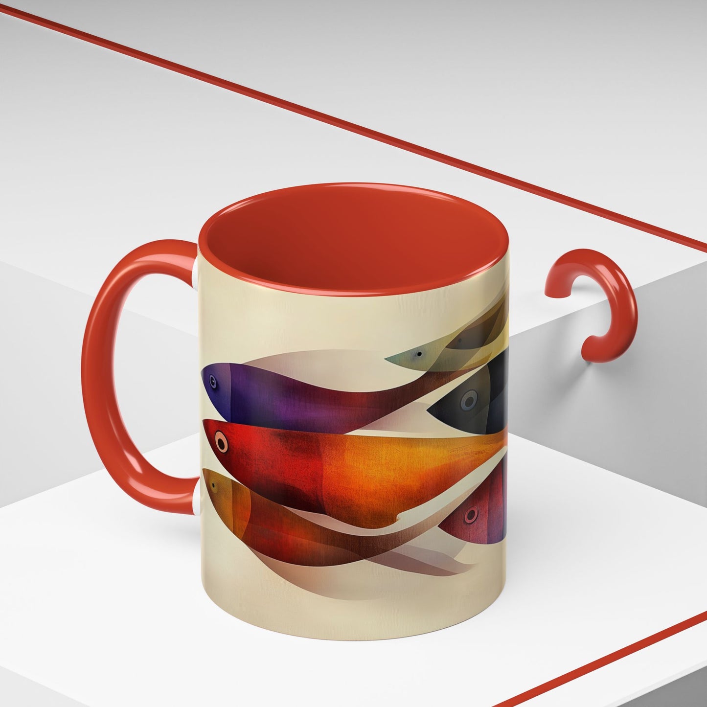 Flow of Harmony - Colorful Fish Accent Coffee Mug | Perfect for Aquatic Lovers | Unique 11oz Design
