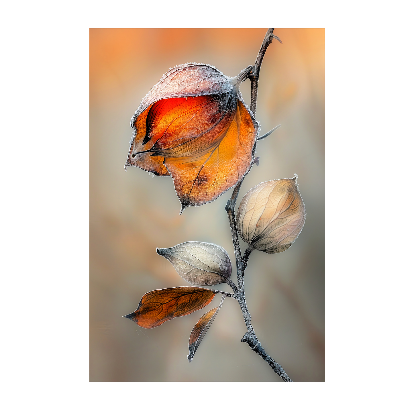 Frozen Ember - Botanical Fine Art Print - Autumn Leaves Wall Decor