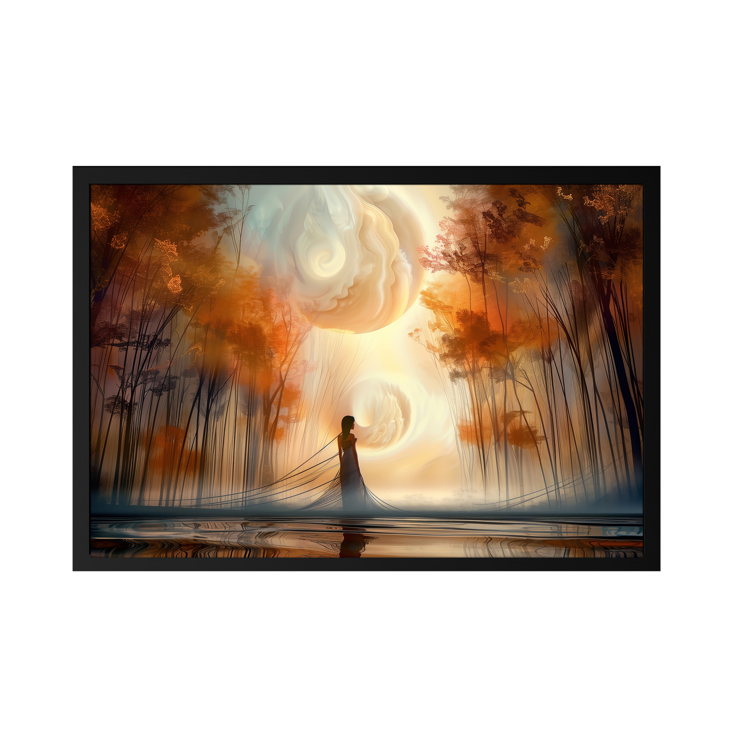 Threads of the Celestial Dream - Serene Landscape Framed Poster - Dreamy Nature Art for Home Décor