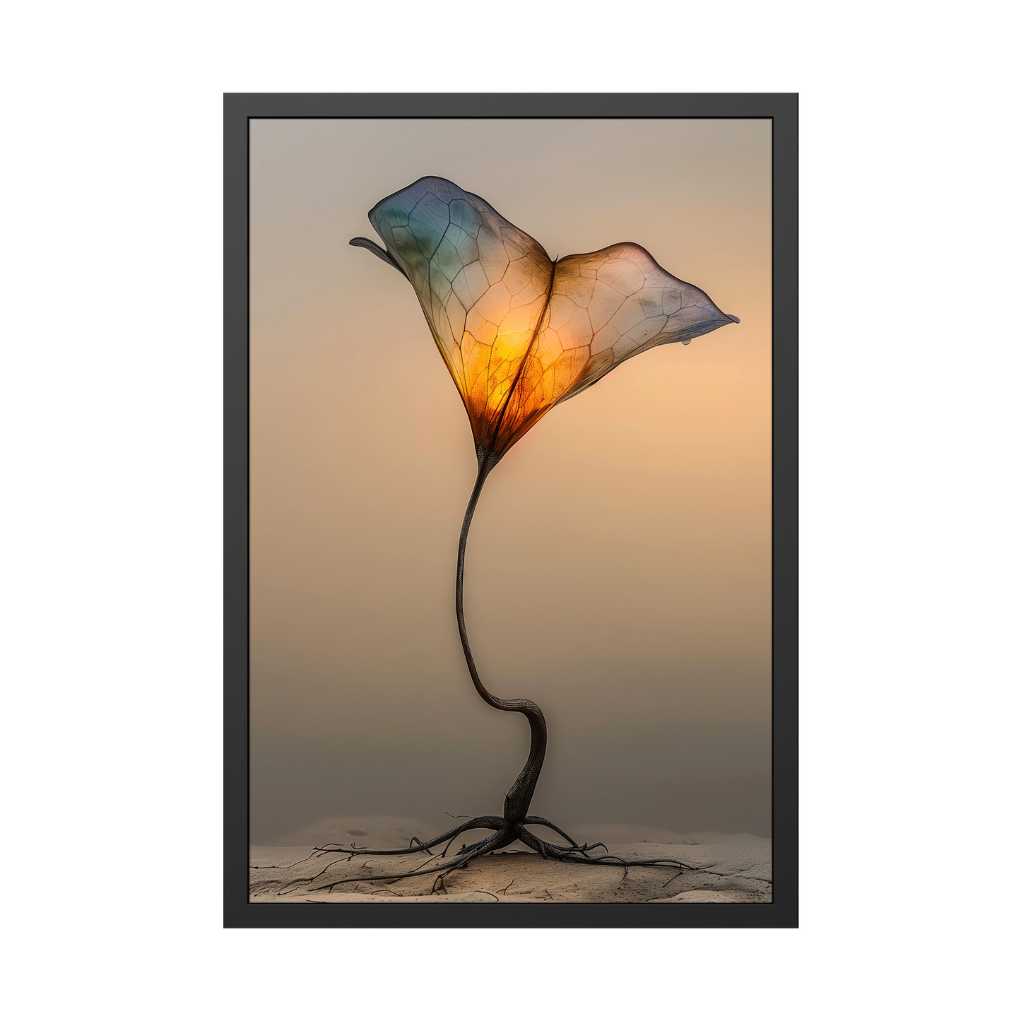 Ephemeral Bloom - Botanical Art Framed Matte Giclée Print - Surreal Nature Decor for Home and Office - Inspirational Blooming Plant Design