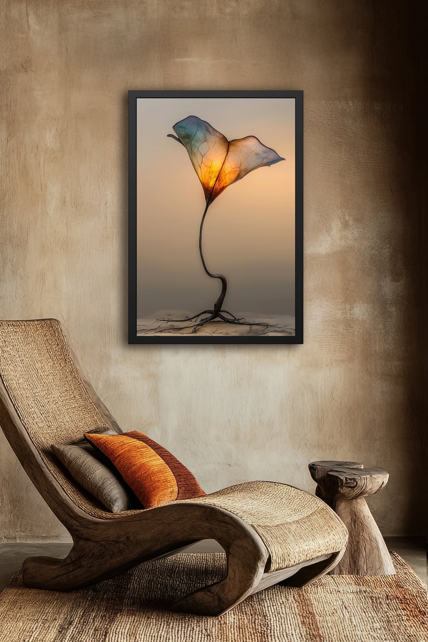 Ephemeral Bloom - Botanical Art Framed Matte Giclée Print - Surreal Nature Decor for Home and Office - Inspirational Blooming Plant Design