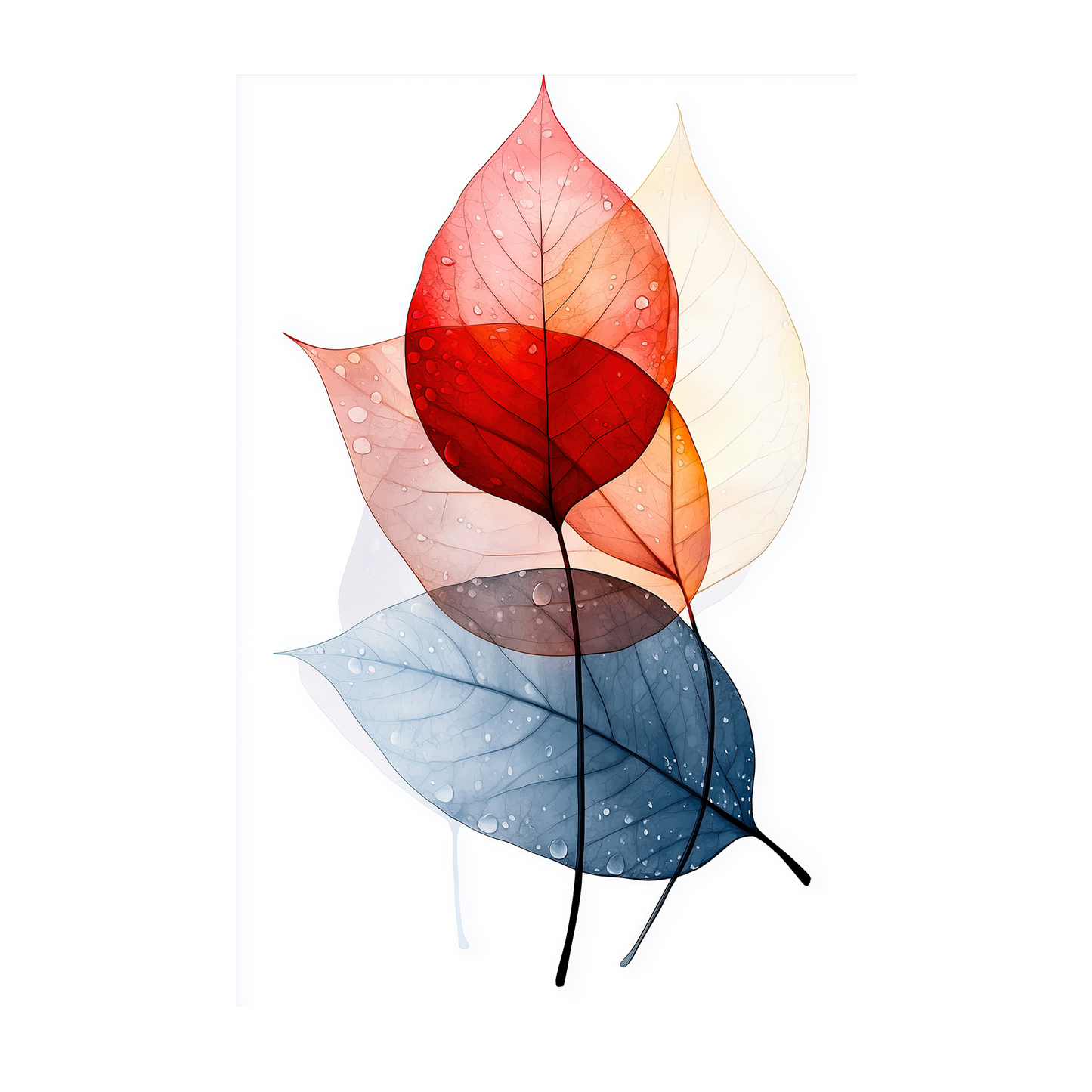 Ephemeral Layers - Serene Nature Decor for Home and Office - Elegant Leaf Watercolor Art Poster – Home Décor for Nature Lovers