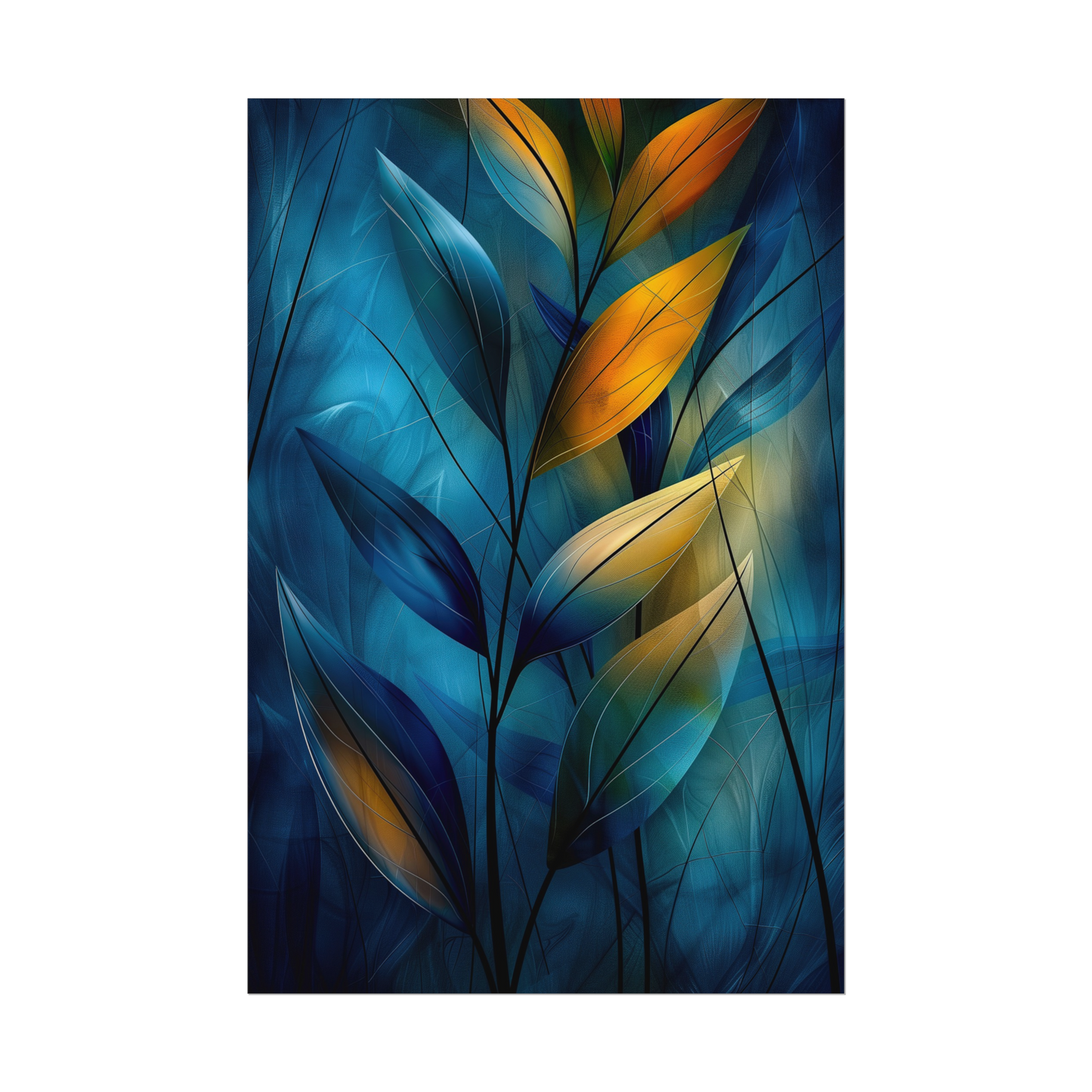 Whispers Between Branches - Textured Watercolor Leaf Print - Vibrant Home Décor for Nature Lovers