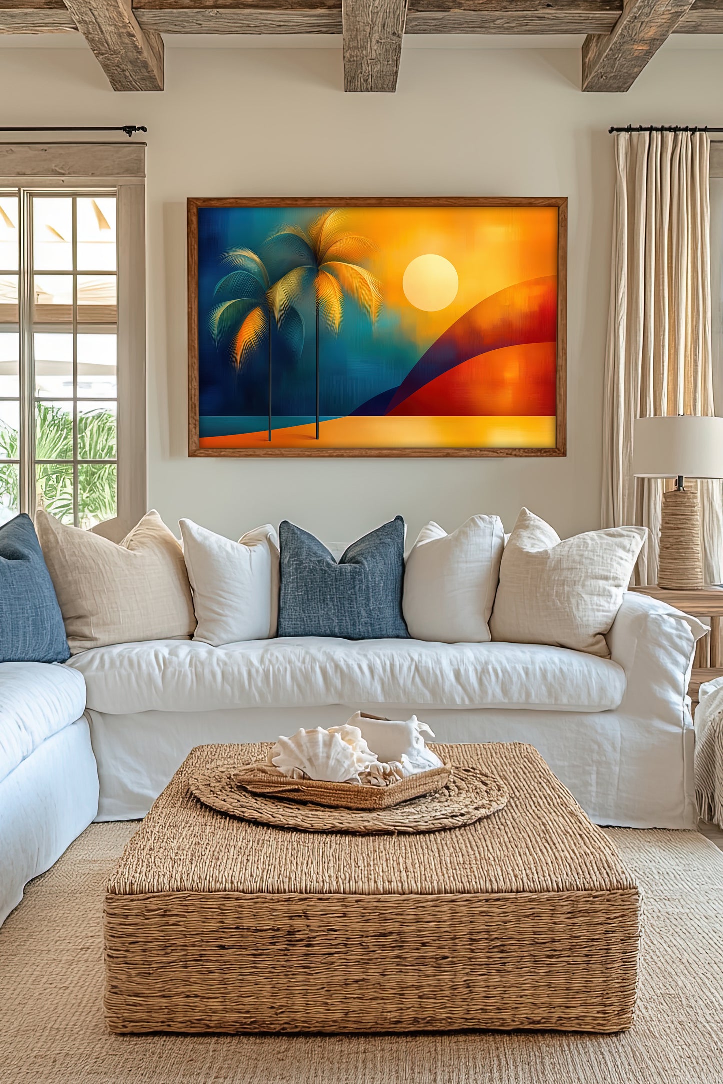 Golden Horizon - Tropical Sunset Fine Art Print - Vibrant Wall Art for Home Décor