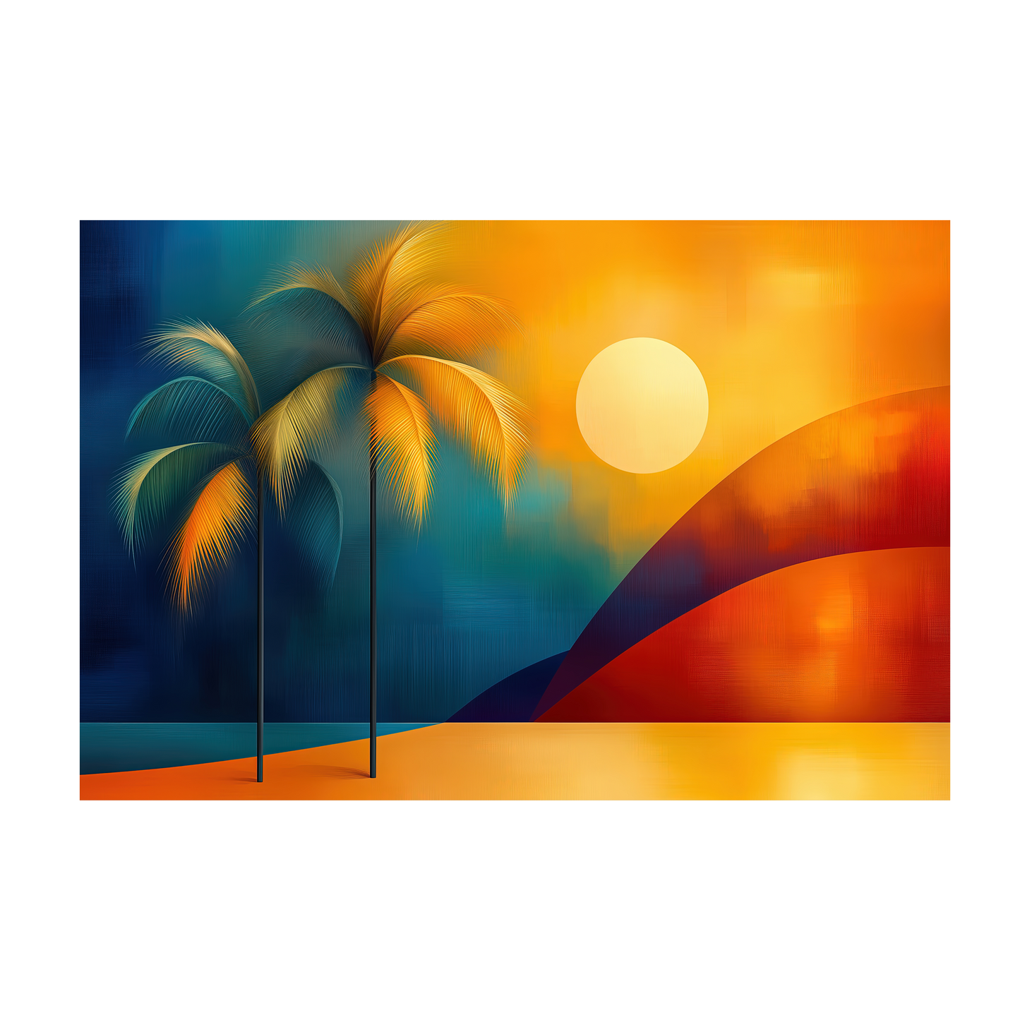 Golden Horizon - Tropical Sunset Fine Art Print - Vibrant Wall Art for Home Décor