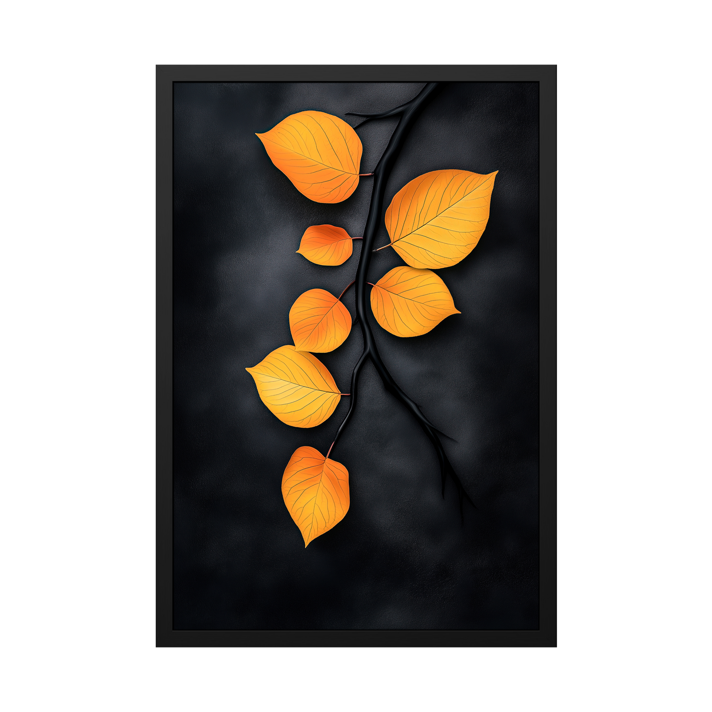 Golden Silence - Autumn Leaf Framed Giclée Art Print - Elegant Fall Wall Art for Home Decor - Serene Nature Decor for Office