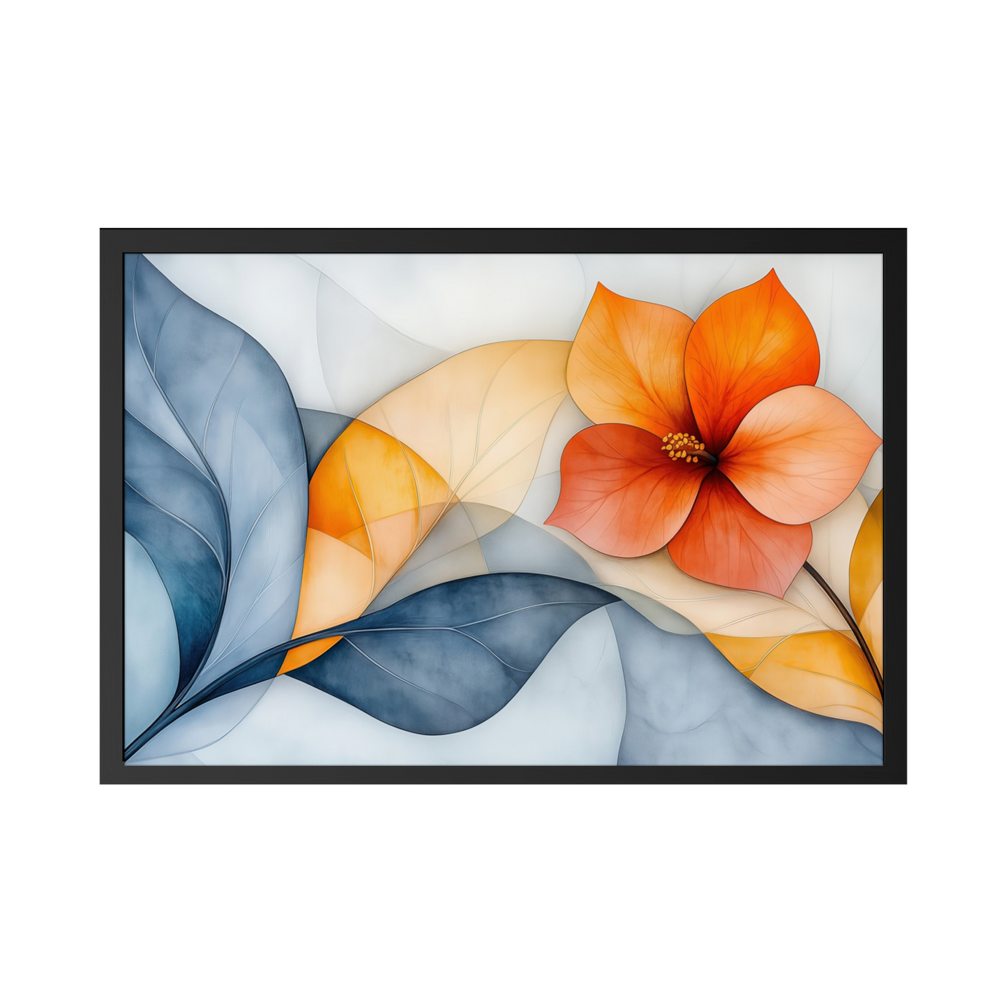 Harmony in Bloom - Serene Nature Decor for Home and Office - Framed Floral Art Print - Elegant Home Décor for Nature Lovers