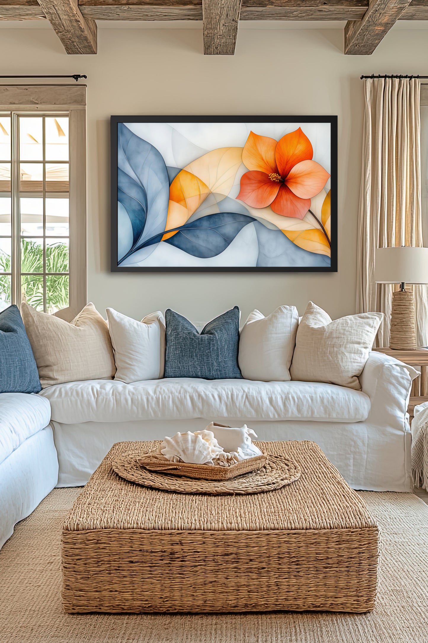 Harmony in Bloom - Serene Nature Decor for Home and Office - Framed Floral Art Print - Elegant Home Décor for Nature Lovers