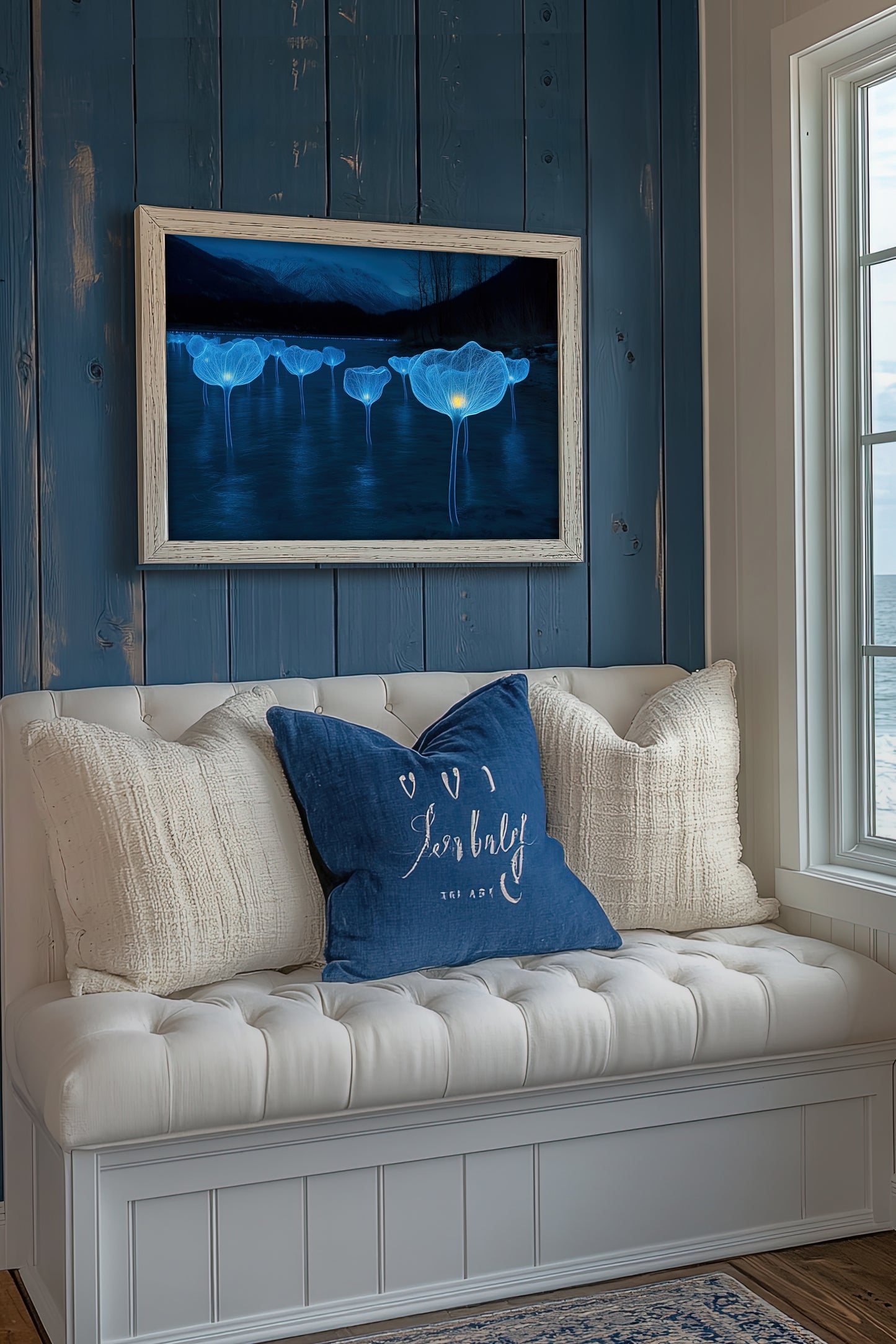 Lanterns of the Luminous Vale - Dreamy Blue Floral Fine Art Prints - Ethereal Home Decor