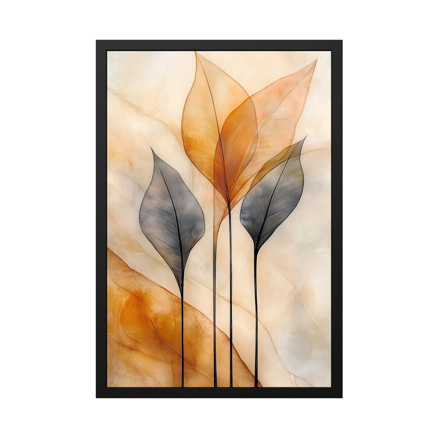 Whispers of Autumn - Elegant Framed Leaf Art Print - Modern Nature Decor for Home & Office
