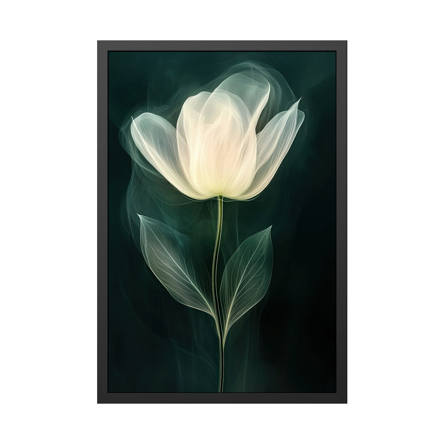 Whisper of Light - Elegant Floral Framed Paper Print - Soft Glow Flower Art for Home Decor