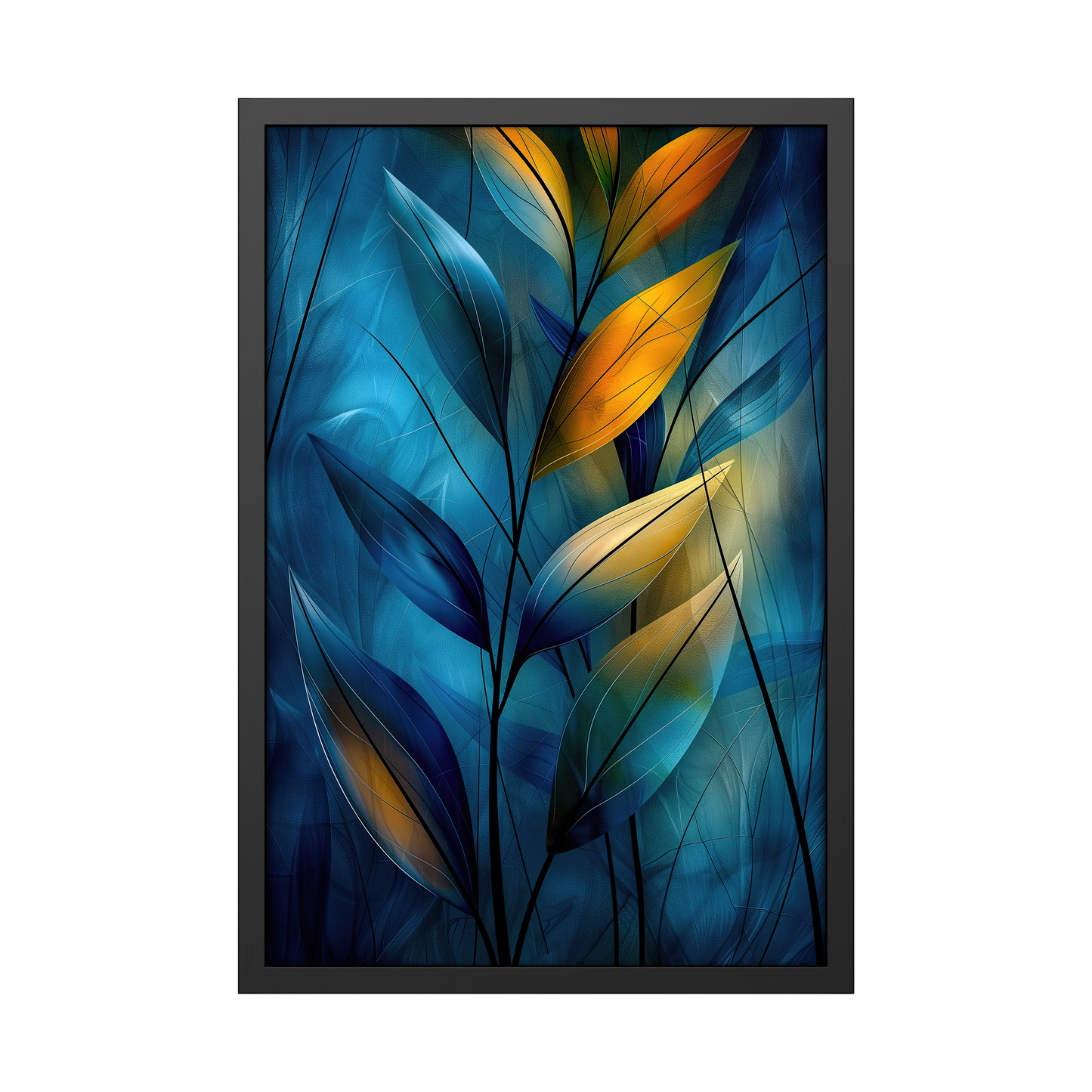 Whispers Between Branches - Vibrant Leaf Framed Paper Poster | Botanical Wall Art for Home Decor