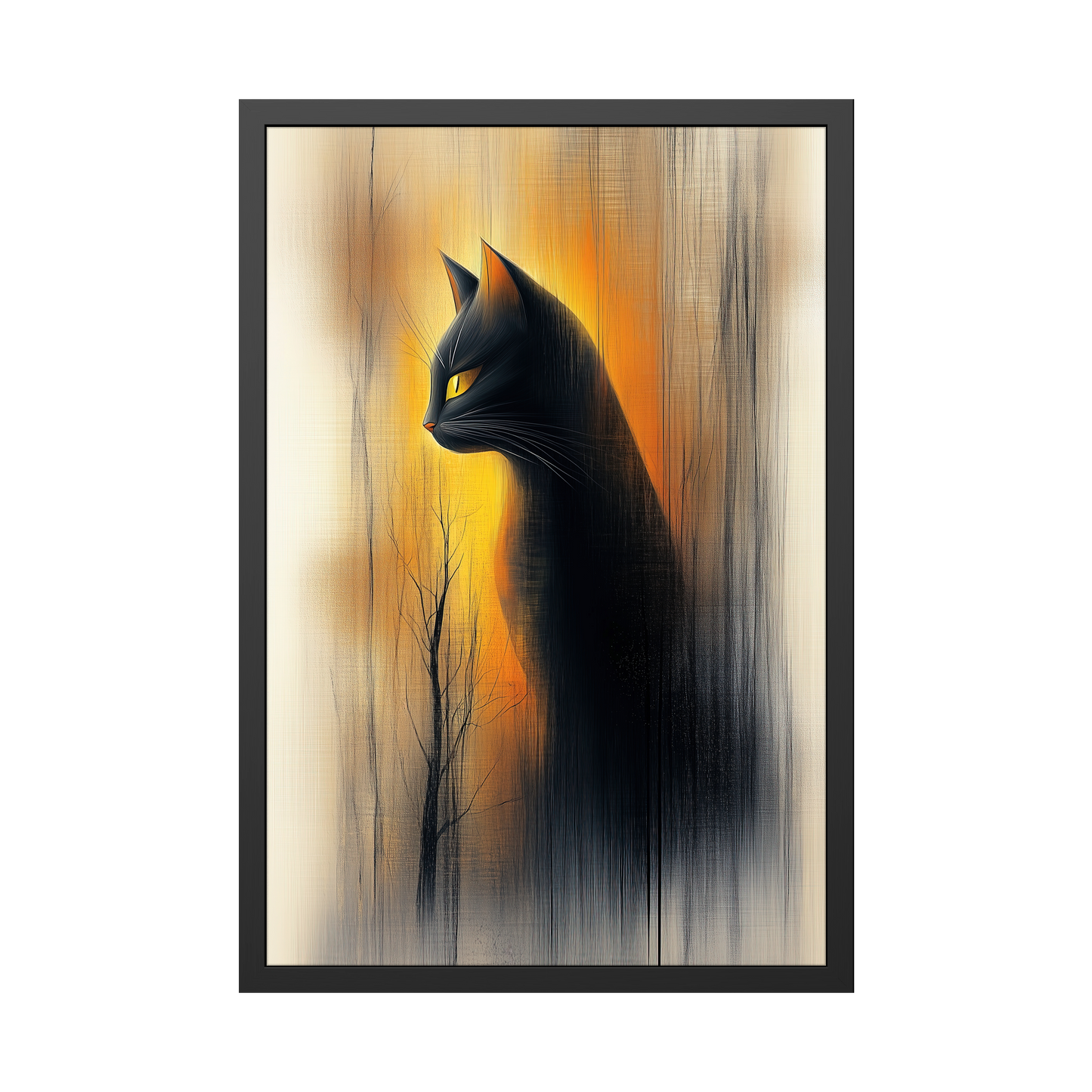 Shadow Sentinel - Mystical Cat Fine Art Print | Framed Art- Enchanting Art for Cat Lovers