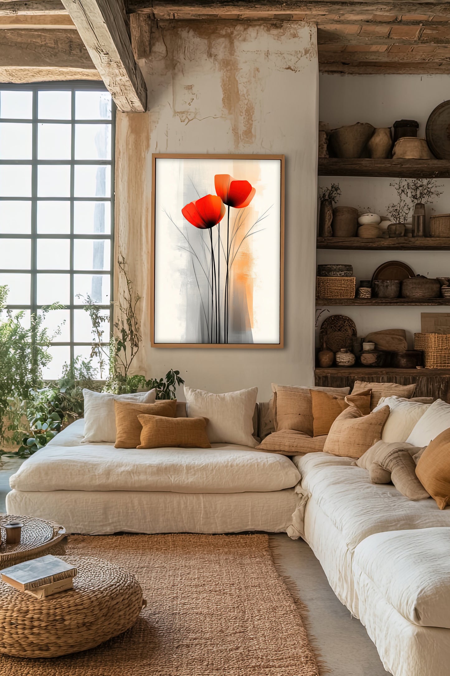 Whispers of Elegance - Serene Nature Decor for Home and Office - Elegant Red Flower Poster | Modern Wall Art for Home Decor