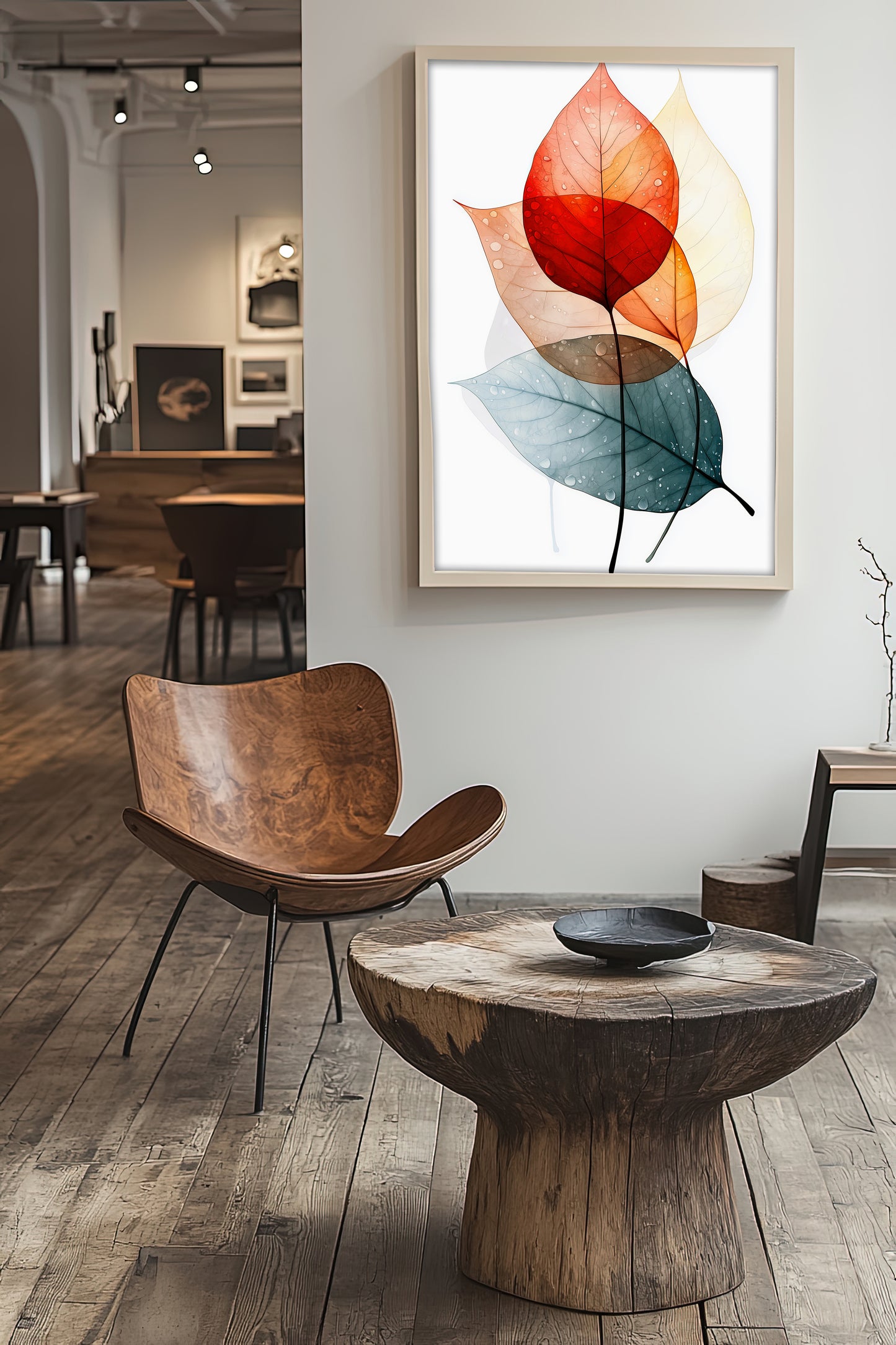 Ephemeral Layers - Serene Nature Decor for Home and Office - Elegant Leaf Watercolor Art Poster – Home Décor for Nature Lovers