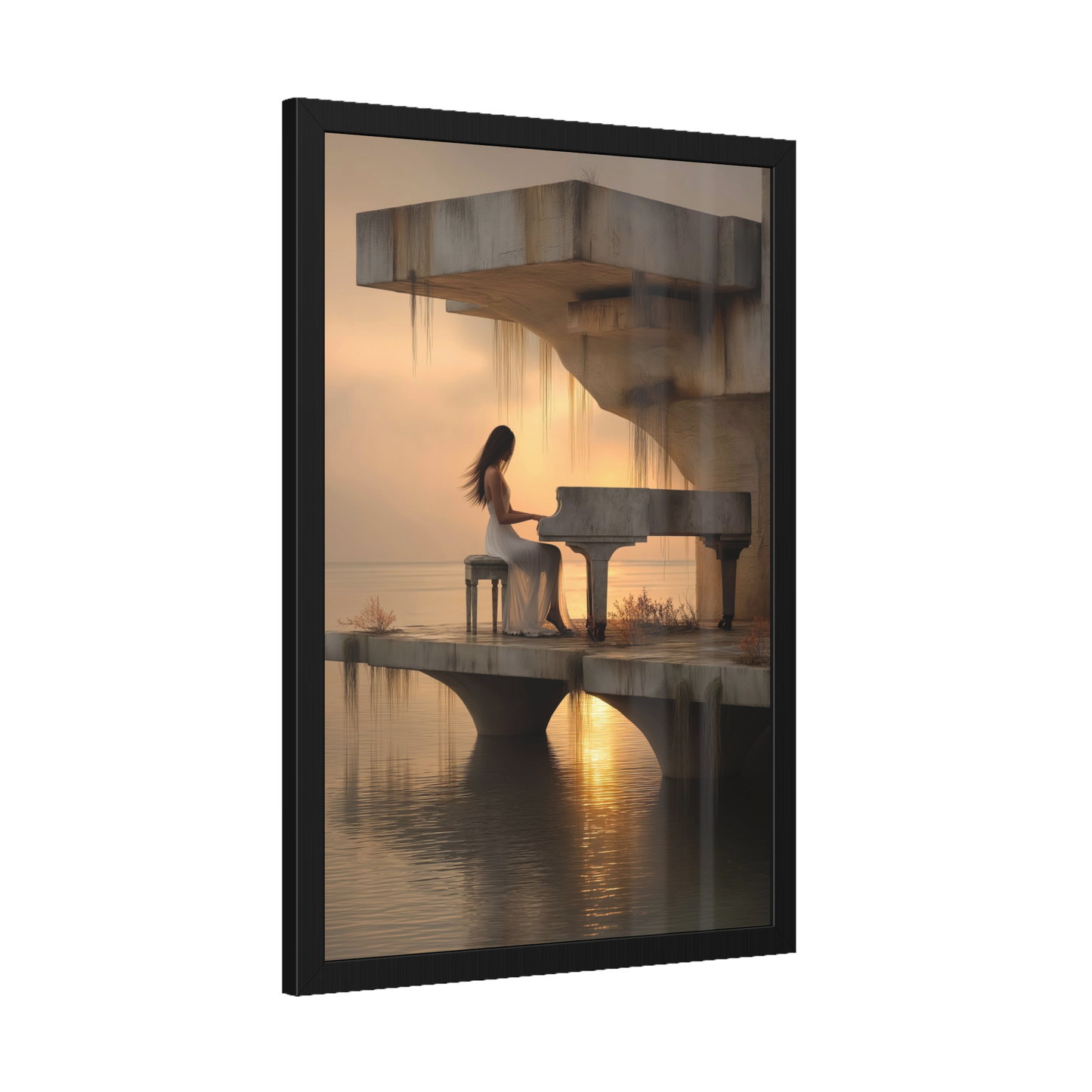 Where the Quiet Lives - Serene Piano Framed Poster - Inspirational Wall Art for Music Lovers