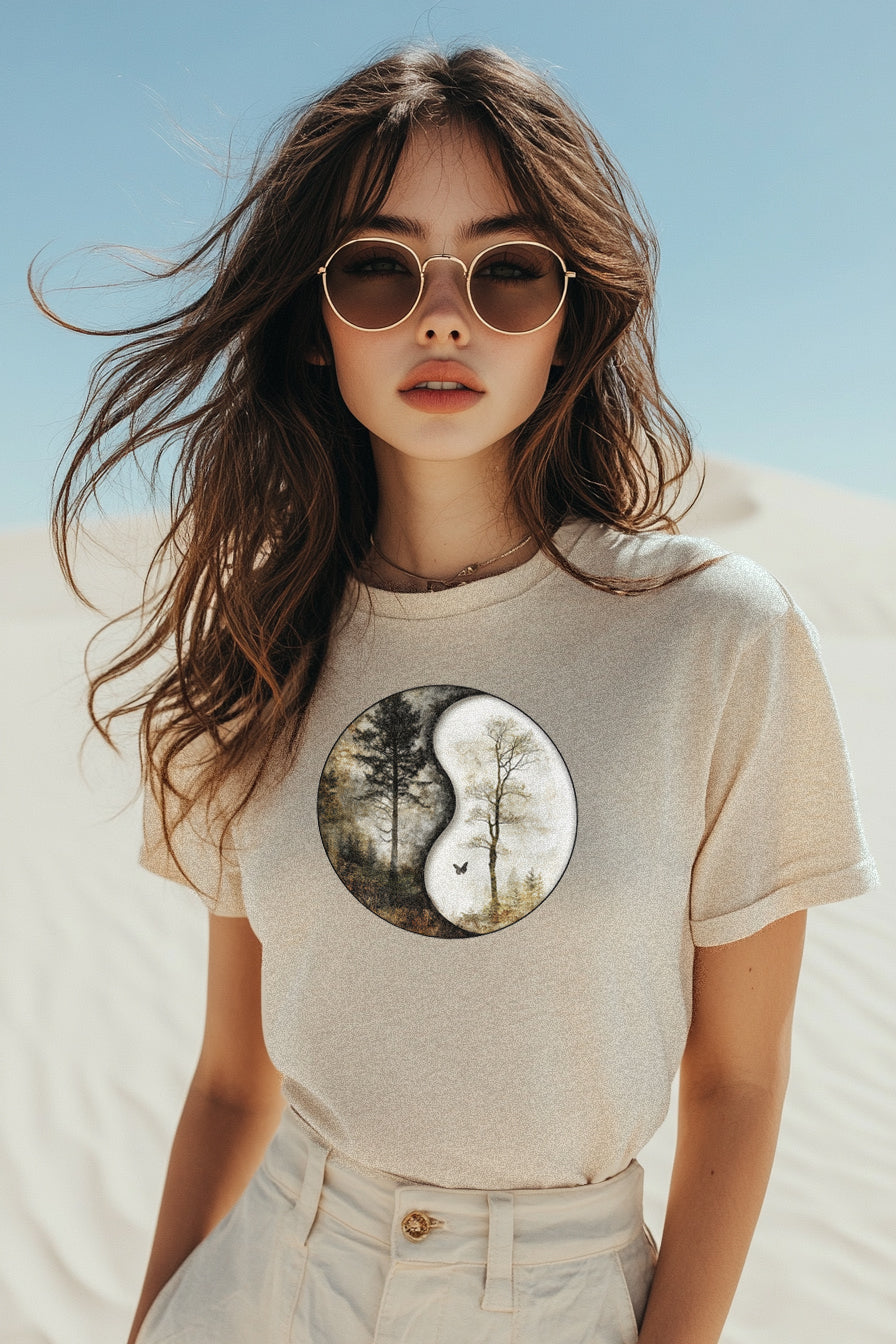 Balance of Nature - Nature-Inspired Yin Yang Unisex Tee