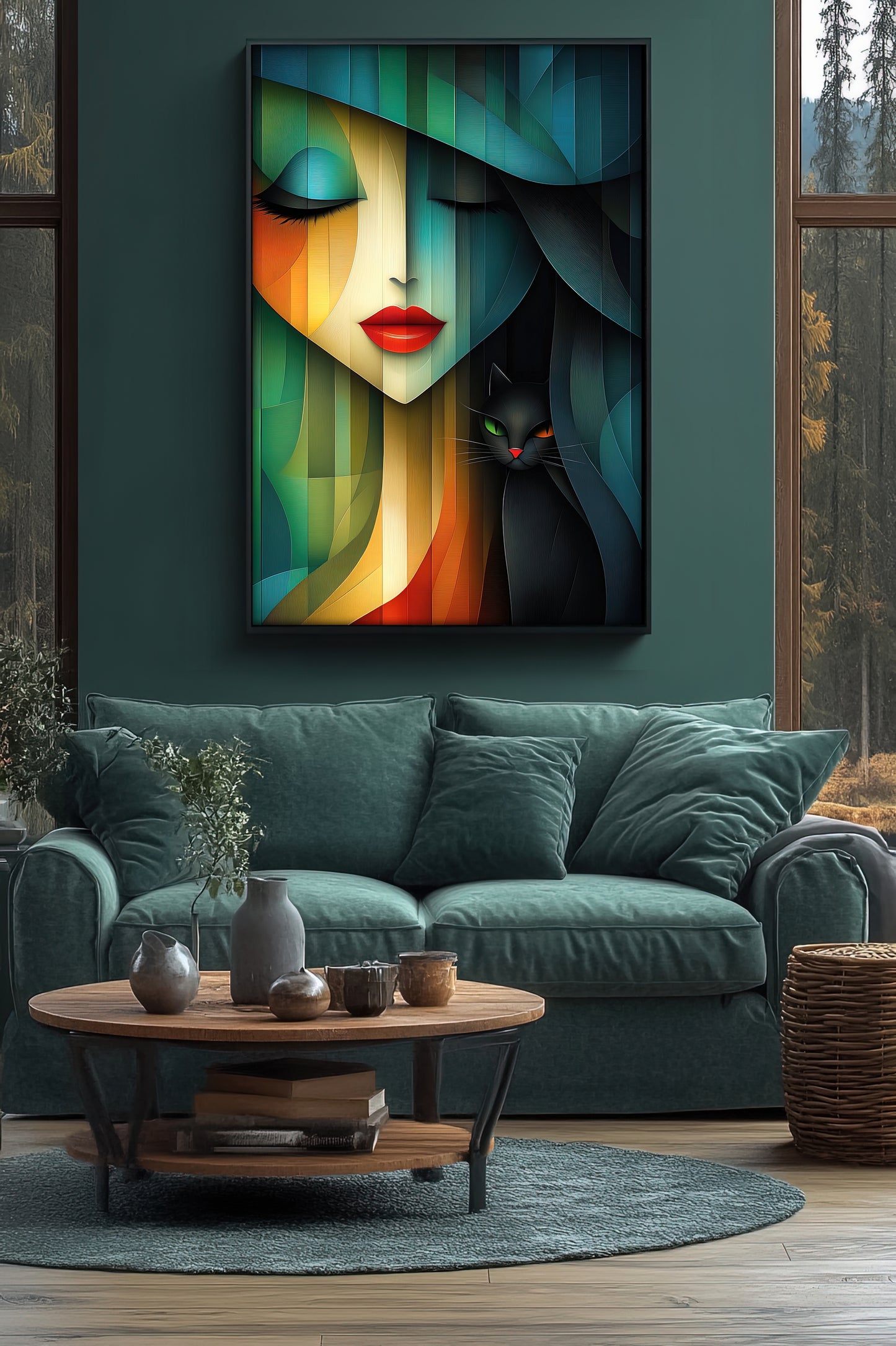 The Familiar - Enchanting Cat-Inspired Framed Fine Art Print - Abstract Wall Décor for Cat Lovers