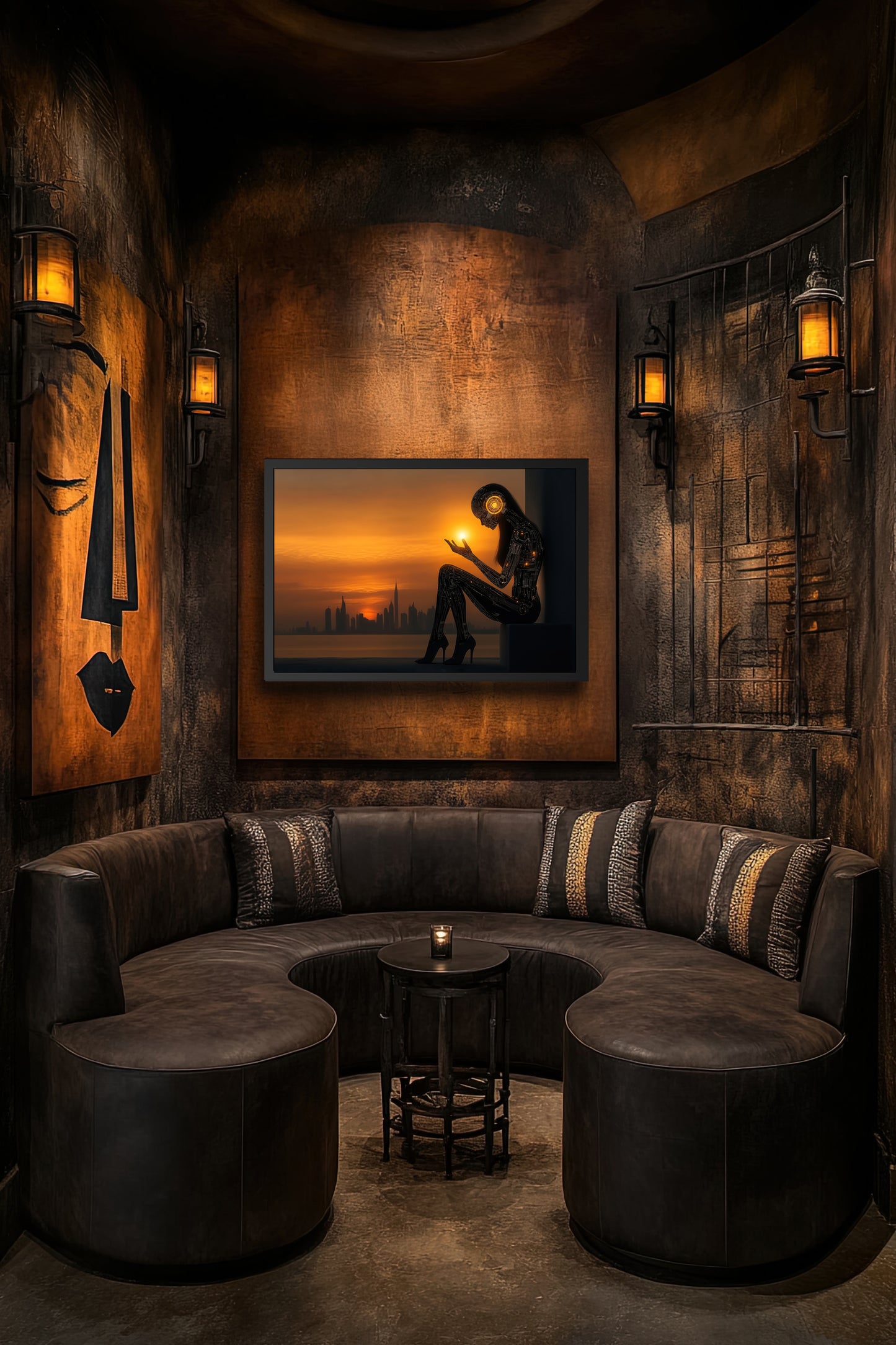 The Spark Within - Futuristic Framed Poster - Cybernetic Sunset Art for Modern Decor