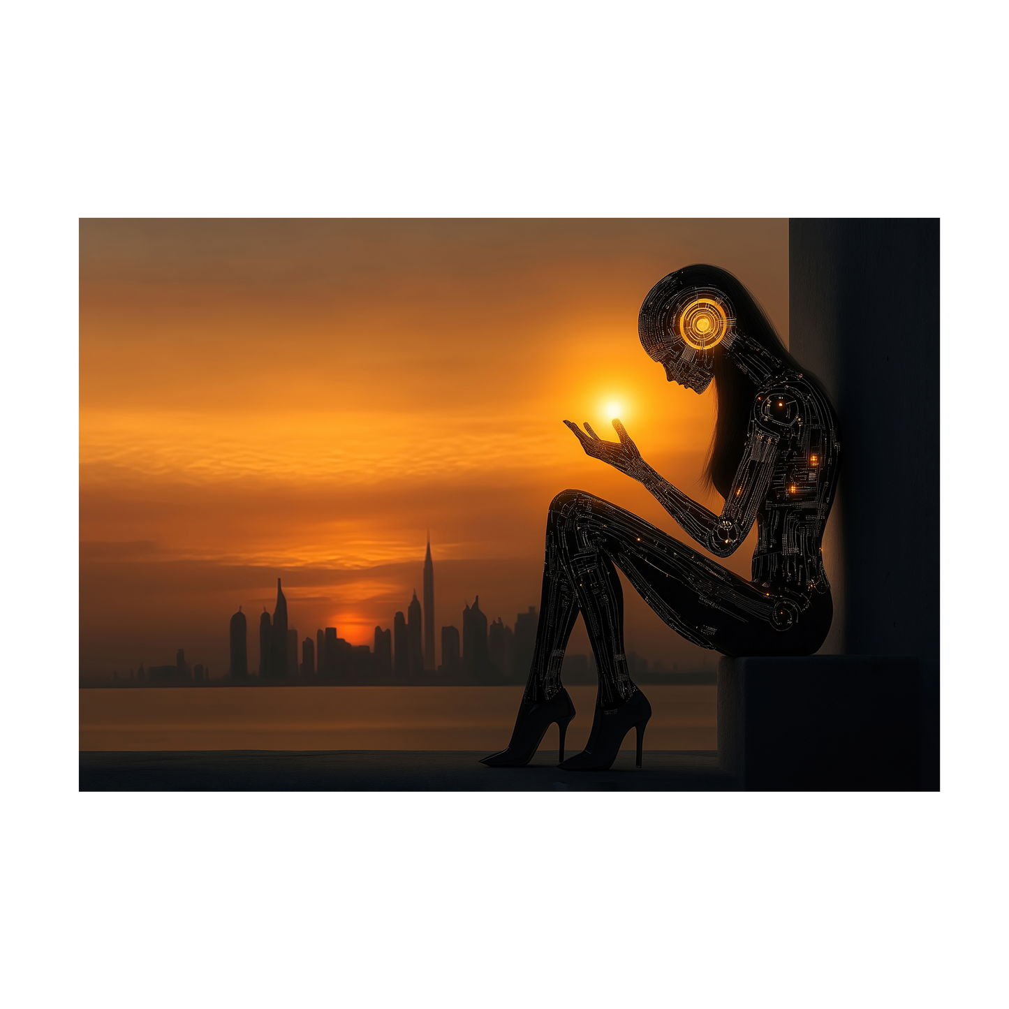 The Spark Within - Futuristic Sunset Fine Art Giclée Print - Modern Home Decor, Wall Art for Tech Enthusiasts