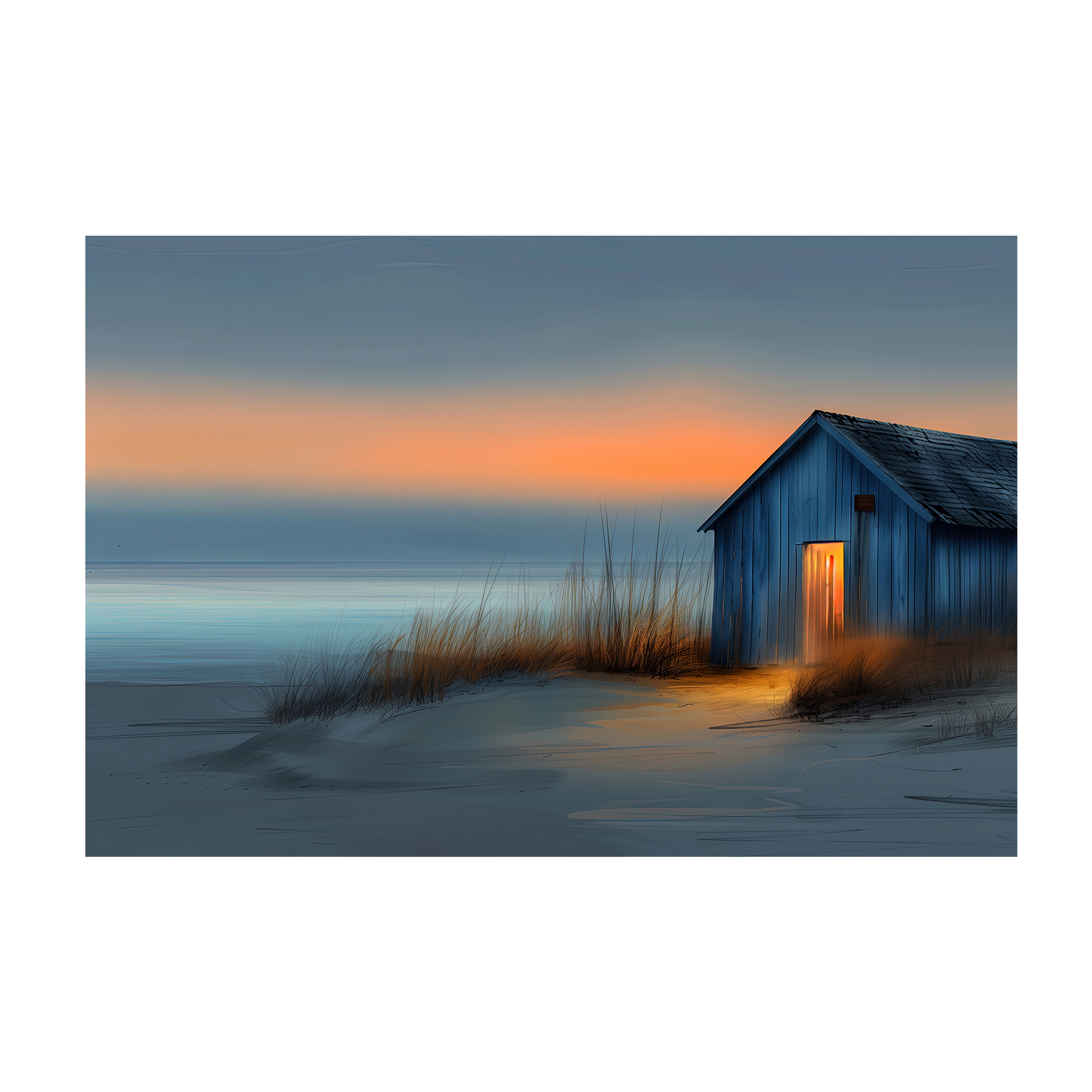 Harbor of Quiet Dreams - Tranquil Coastal Fine Art Print - Serene Beach Cabin Artwork - Beach House Art Print