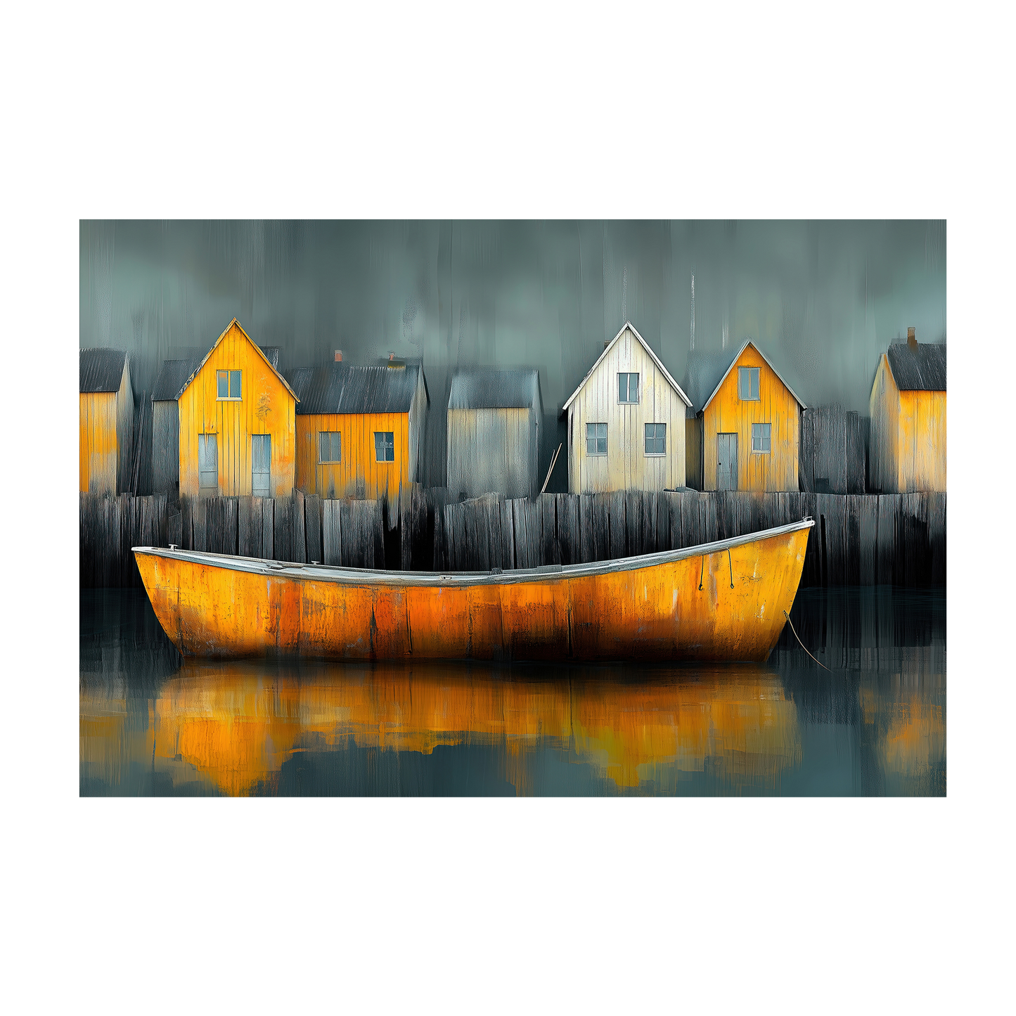 Reflections of the Forgotten Harbor - Fine Art Print - Fishing Village - Vibrant Coastal Home Décor