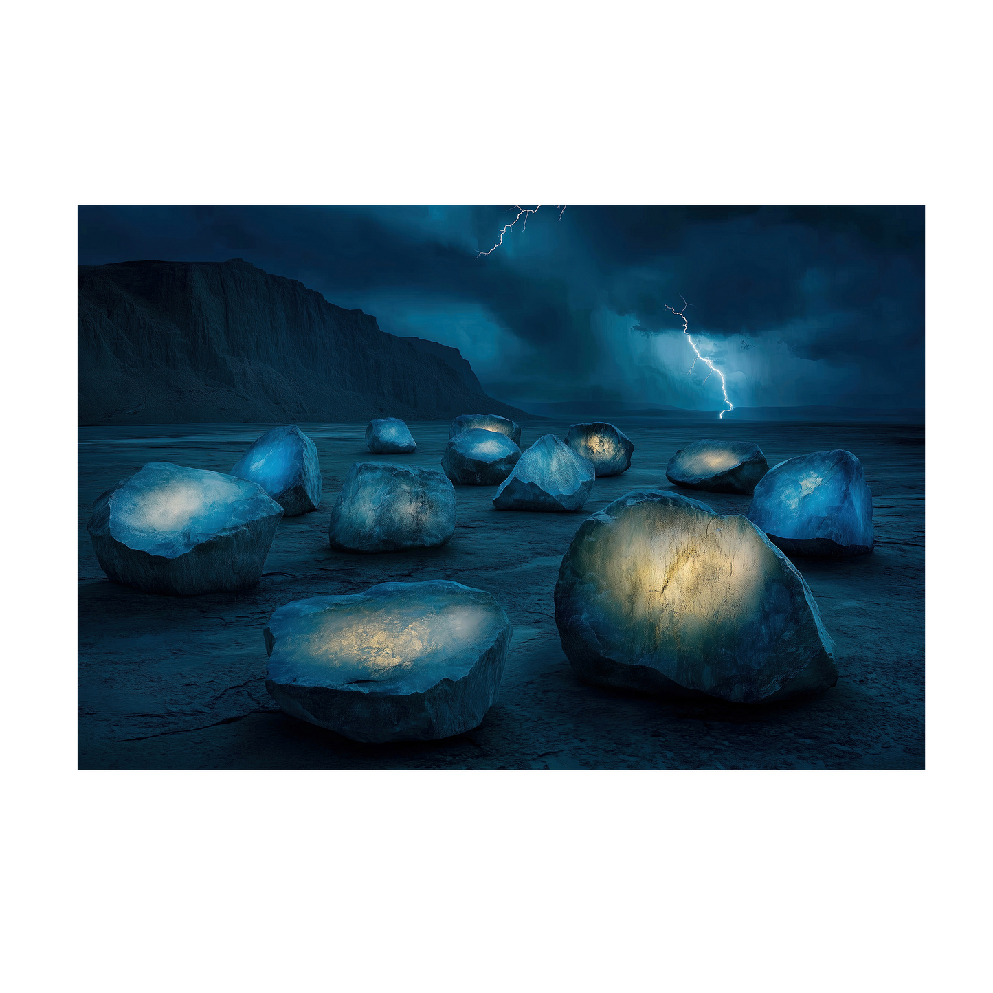 The Luminous Stones of the Storm - Fine Art Wall Decor - Mystical Rocks Wall Art Poster - Enchanting Landscape Décor
