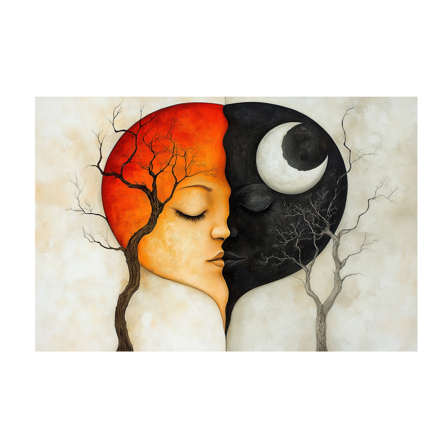 Eclipse of the Soul - Fine Art Wall Decor - Serene Yin Yang Paper Poster - Nature & Emotion Decor