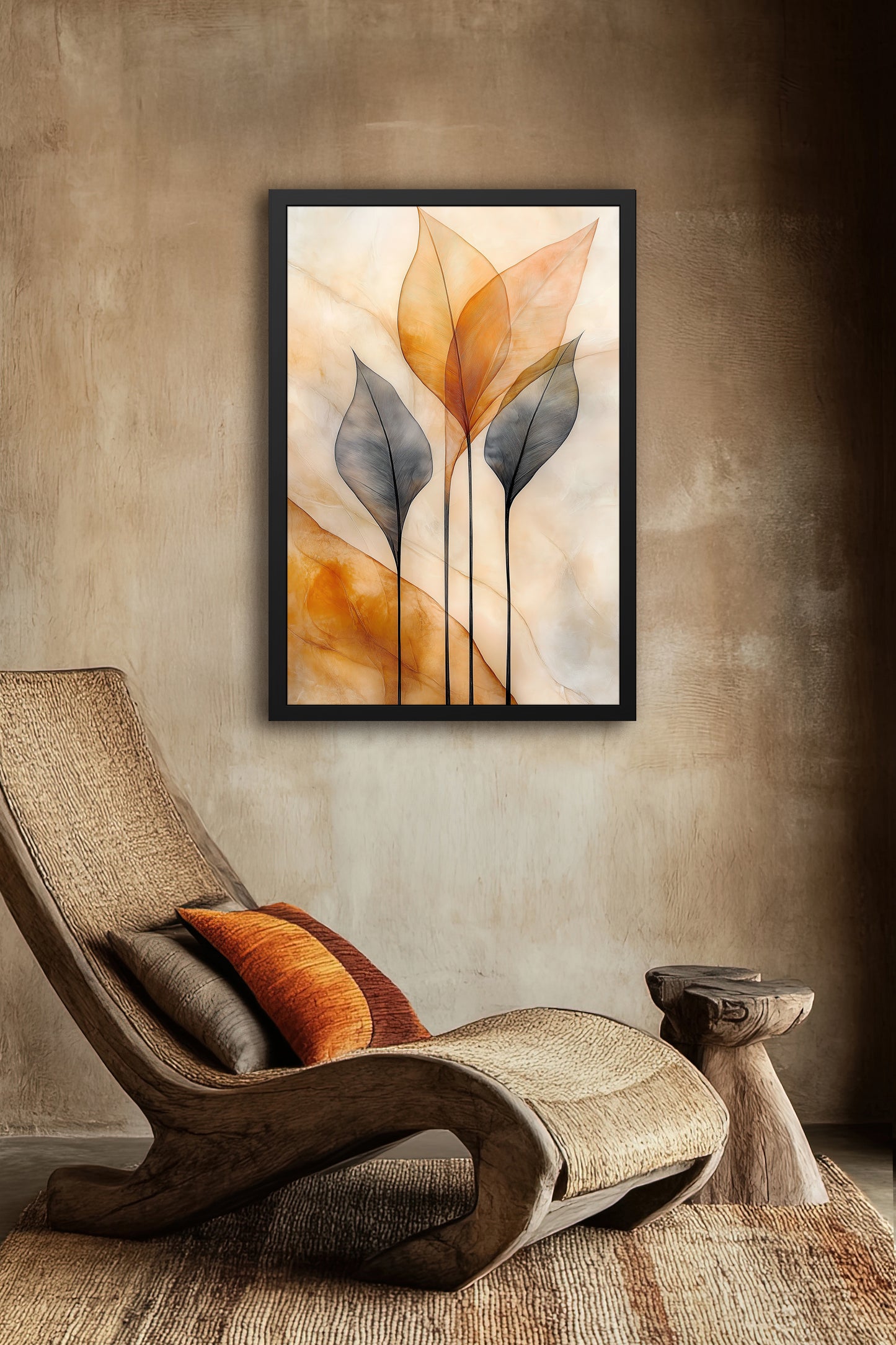 Whispers of Autumn - Elegant Framed Leaf Art Print - Modern Nature Decor for Home & Office