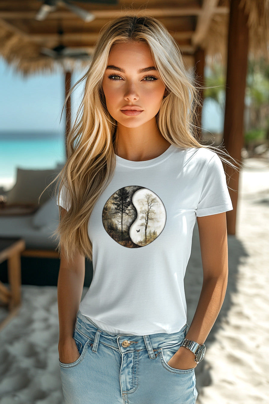Balance of Nature - Nature-Inspired Yin Yang Unisex Tee