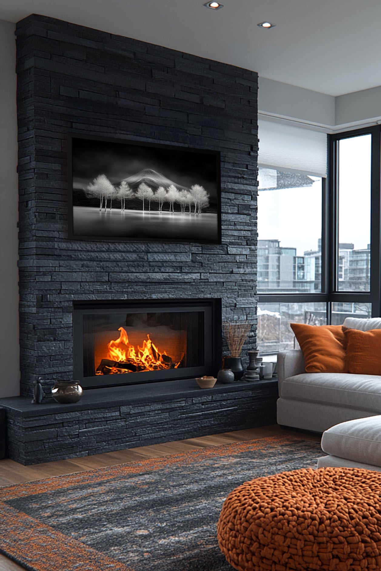 Whispers Beneath the Mountain - Minimalist Framed Giclée or Semi-gloss Fine Art Print - Serene Landscape Art for Modern Spaces