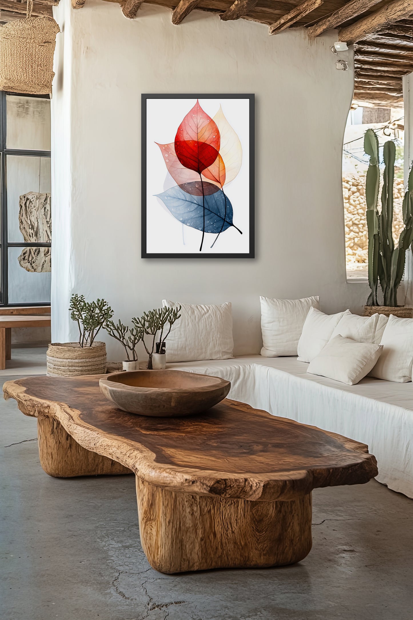 Ephemeral Layers - Serene Nature Decor for Home and Office - Elegant Framed Leaf Art Print for Home Decor