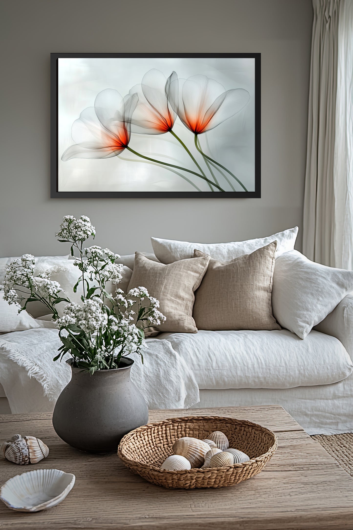 Elegant Floral Framed Paper Poster - Modern Home Decor - Perfect for Gifting and Home Styling