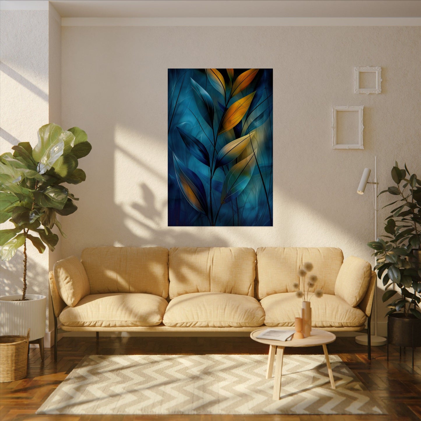 Whispers Between Branches - Textured Watercolor Leaf Print - Vibrant Home Décor for Nature Lovers
