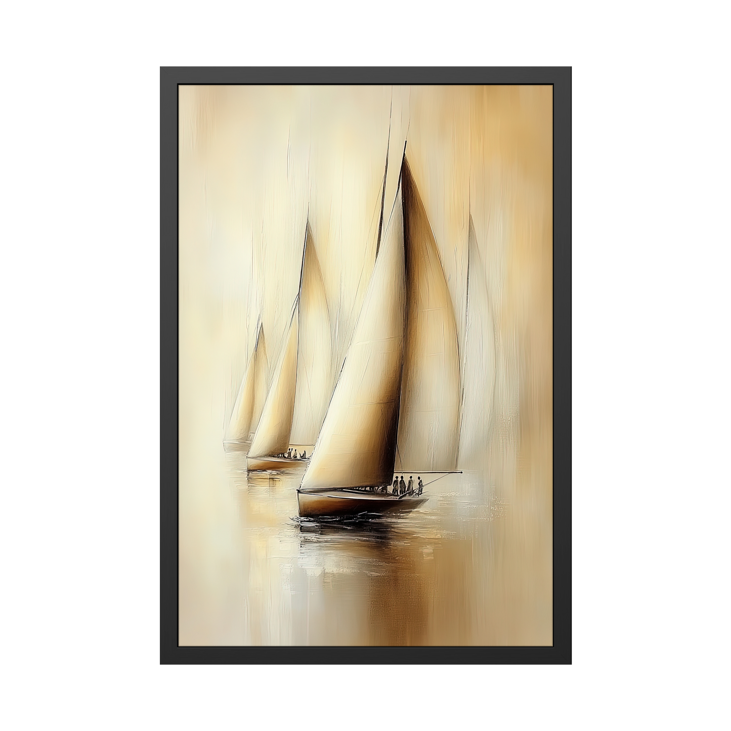 The Quiet Regatta - Elegant Framed Fine Art - Sailing Serenity Artwork for Nautical Home Decor
